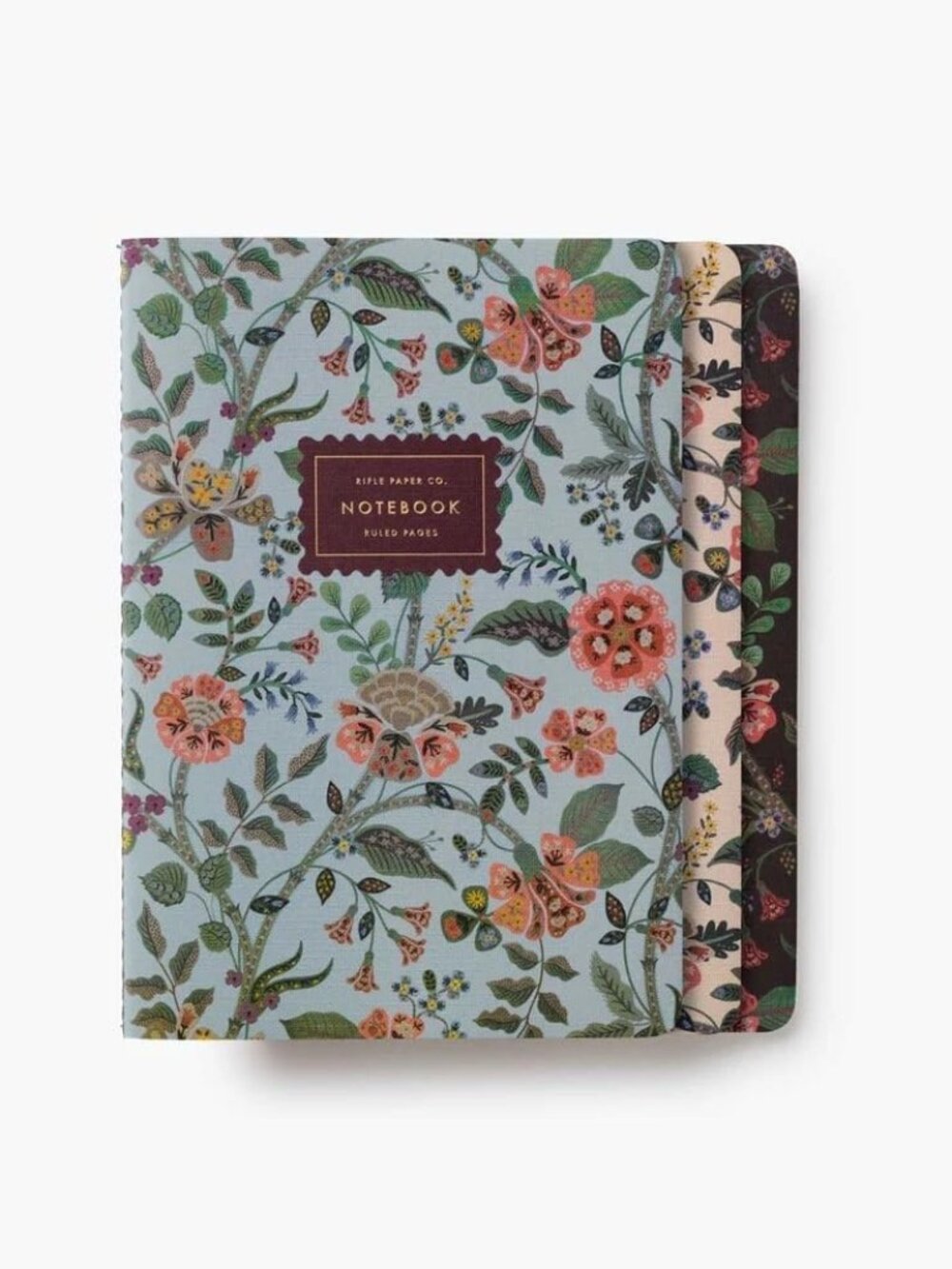 Gracie Stitched Notebook Set, 8.5" L x 6" W, Set Of 3, 64 Ruled Pages With Gold